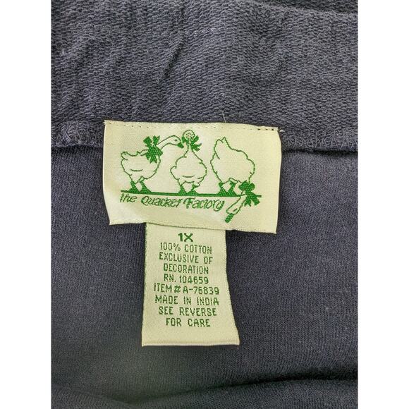Quacker Factory Womens Blue Pull-on Embroidered Cat Skirt Teacher Size 1X VTG - Picture 6 of 7